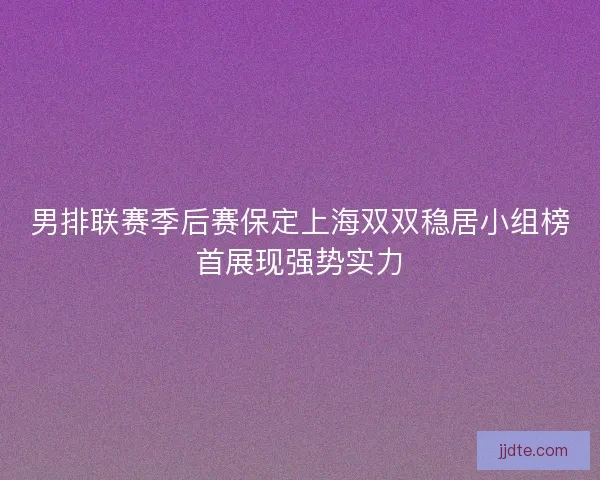 男排联赛季后赛保定上海双双稳居小组榜首展现强势实力