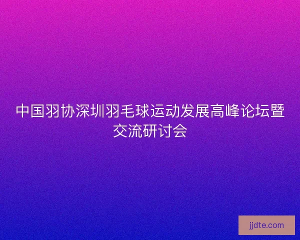 中国羽协深圳羽毛球运动发展高峰论坛暨交流研讨会